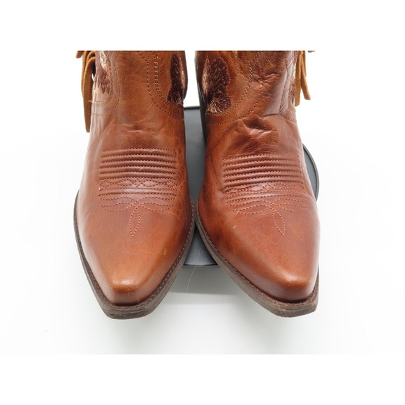 Ariat Boots Womens Size 7.5 Brown Sunflower Fringe Western Leather Ankle Cowgirl - Picture 3 of 9